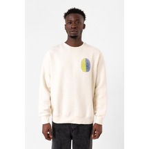 Sarı Lacivert Parmak İzi Ekru Erkek 2ip Sweatshirt Ekru