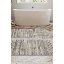 Dekoreko Kaymaz Taban Djt 3 Lü Banyo Paspas Takımı Trend Karışık Iskandinav F5080 gri