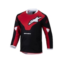 Alpinestars Kids Racer Veil Kros Çocuk Motosiklet Jerseyi Siyah Kırmızı Beyaz