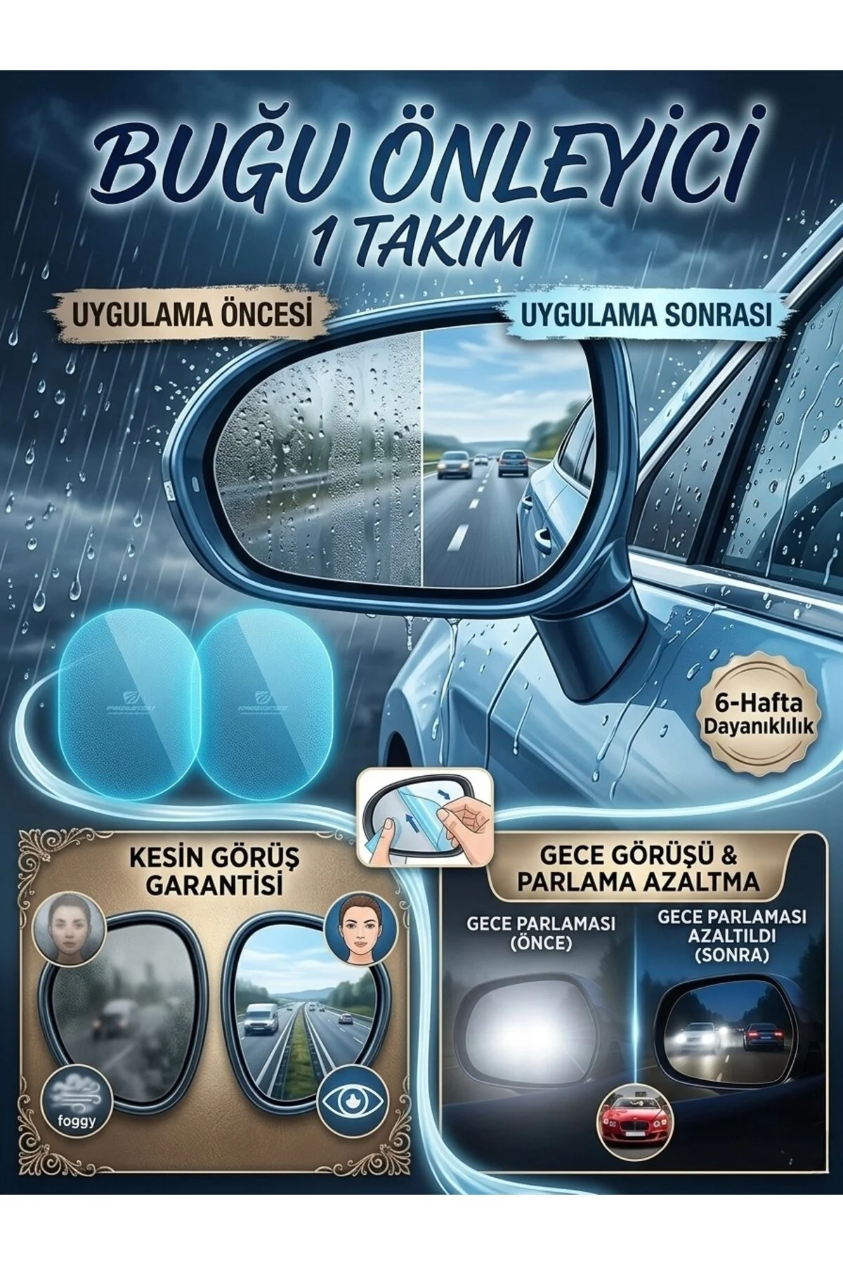 2 Li Sağ-sol Dikiz Ayna Yağmur Ve Buğu Önleyici Film Su Geçirmez, Net Görüş Sağlayan Ayna Koruyucu