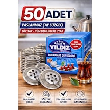 50 Adet Paslanmaz Çelik Çaydanlık Demlik Süzgeci Sök Tak Çay Süzgeci Tüm Demliklere Uyumlu Çaydanlık Filtresi Siyah