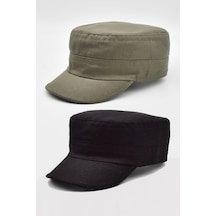Erkek Kastro Şapka Kasket Outdoor Castro Kep 2'li Siyah - Haki - Çok Renkli