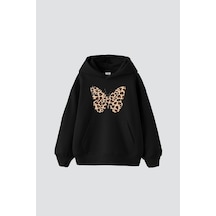 Tarzsokak Butterfly Leopard Baskılı Oversize Unisex Premium Siyah