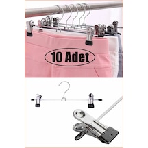 Mandallı Metal Pantolon & Etek Askısı Gümüş 10 Adet Krom