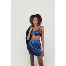 Holly Lolly Askılı Crop Saten Fancy Büstiyer Lacivert