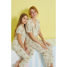Siyah İnci Örme Düğmeli Pijama Takım 24108022 Çok Renkli