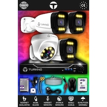 Turkno 4 Kameralı Ultia 1 İç Kamera Set 500 GB 5 MP 2K Net Renkli Gece Görüşlü Güvenlik Kamerası Sistemi