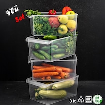 Porsima 3185 4lü 8 Litre Dolap Içi Ve Buzdolabı Içi Düzenleyici Banyo Mutfak Organizeri 20x32x7 Cm Şeffaf