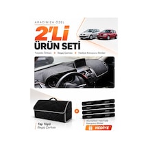E-biz Renault Megane 2 Büyük Ekranlı 2002-2009 Uyumlu Torpido + Tay Tüyü Çanta - Siyah-gri - Re040