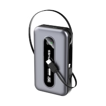 Lenyes Px1002d Dijital Göstergeli Teleskopik Type-c Ve Lightning Kablolu Powerbank 35w 10.000mah Gri