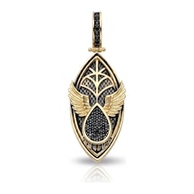 Pure Black Kanat Erkek Kolye Ucu Açık Sarı Altın