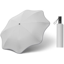 Lbw Taşınabilir Otomatik Yuvarlak Köşe Katlanır Güneş Koruma Şemsiyesi - Beyaz