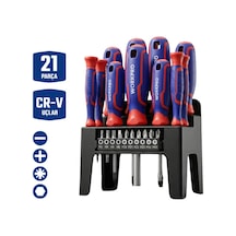 Workpro Wp200551 Tornavida Seti, 21 Parça, Cr-v Çelik, Manyetik, Duvar Askılı, Profesyonel