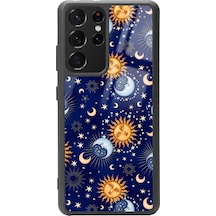 Samsung Uyumlu S-21 Ultra Ay Güneş Pijama Tasarımlı Glossy Telefon Kılıfı Çok Renkli