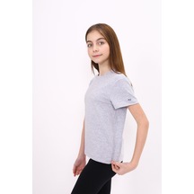 Toontoy Kids Toontoy Kız Çocuk Baskılı Tişört Gri Melanj