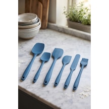 6'lı Mavi Silikon Spatula Seti Isıya Dayanıklı Pasta Kek Hamur Kazıyıcı Ve Silikon Fırça Seti Yapışmaz Tencere Tava Uyumlu Mutfak Gereçleri Mavi Mavi