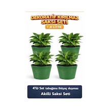 Hüskon Ticaret 4 Adet Dekoratif Dış + 4 Adet Iç Saksı Akıllı Saksı Seti 1,8 Lt