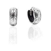 Oya Silver Minimal Etnik Vintage Motifli Gümüş Halka Küpe 1.4x1.4cm Oysy309