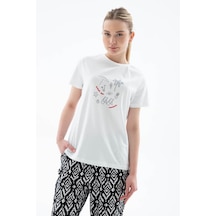 Fashion Friends Baskılı %100 Pamuklu Beyaz Erkek T-shirt 25y0308k1 Beyaz
