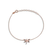 Siyah Taşlı Gümüş Yusufçuk Bileklik Rose Gold