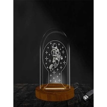 Astronot Fanus Lamba 3 Boyutlu Ofiste Ve Ev Dekorasyonu Elektrikl Ahşap