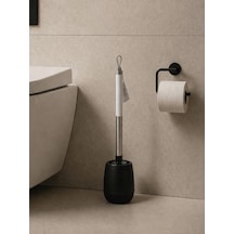 Silikon Başlıklı Mat Siyah Paslanmaz Detaylı Tuvalet Fırçası Ve Standı Modern, Şık Wc Fırçası Vıchy-7051