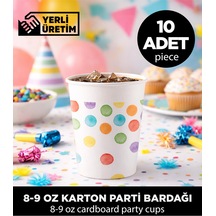 Renkli Puantiyeli Karton Parti Bardağı 8-9 Oz - Doğum Günü Ve Kutlama Malzemeleri 10 Adet Diğer