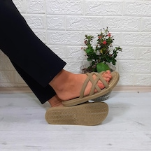 Brn 302 Camel Ahtapot Hasırlı Kaymaz Kadın Terliği 001