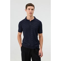 Antioch Zigzag Desenli Polo Yaka Triko Erkek T-shirt Lacivert