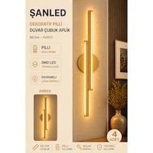 Dekoratif 20w İç Mekan Gold Kasa Amber Işık 60 Cm Duvar Aplik Pilli 4 Adet