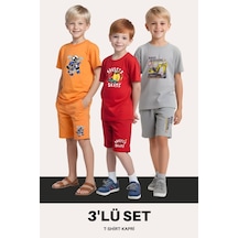 Fyk Kids Erkek Çocuk 3'lü Set T-shirt-kapri Takımları Çok Renkli
