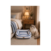 Kedi Ve Köpek Yatağı Kafa Destekli Kaydırmaz Taban Yıkanabilir Fermuarlı Minder %100 Boncuk Elyaf İndigo Gri - 880945559