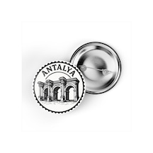 5 Adet İğneli Çanta Rozeti - Hadrian Kapısı - Antalya - 44 MM Çok Renkli