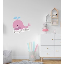 Kişiye Özel Tatlı Balina Tasarımlı Çocuk Odası Duvar Sticker-1