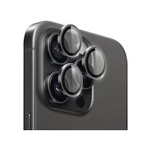 Apple Uyumlu iPhone 16 Pro / 16 Pro Max Safir Seri Kamera Lens Koruyucu Siyah Siyah