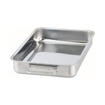 Metal Kare Fırın Kabı 24x34 Cm Paslanmaz Çelik Kulplu Kare Fırın Pişirme Tepsisi Açık Altın