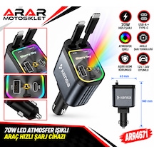 70w Led Atmosfer Işıklı Araç Hızlı Şarj Cihazı-4671 1 Adet