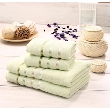 Bale 4 Lü Pamuklu Havlu Seti Geniş Renk Seçenekleri 70x140 Açık Yeşil