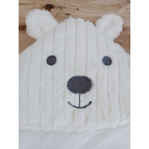 Yenidoğan Beyaz Wool Yün Kumaş Ayıcık Kulaklı Kundak Bebek Battaniyesi Çok Renkli