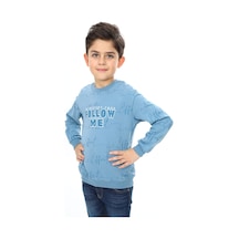 Toontoy Erkek Çocuk Follow Me Baskılı Sweatshirt Mavi