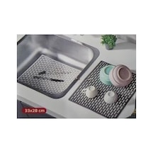 Dikdörtgen Silikon Lavabo Buzluk Matı 33x28 Cm Antrasit Renk 1 Adet Gp115