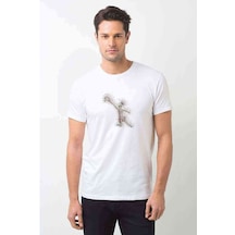 Tennie Mozaik Sanat Oynayan Kişi Baskılı Beyaz Erkek Tshirt