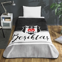Taç Taraftar Lisanslı Tek Kişilik Battaniye 160x220 -beşiktaş Kl Siyah - Beyaz