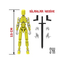 Robot 13 Dummy Sarı Beyaz Tüm Eklemleri Hareketli Aksiyon Figürü Oyuncak