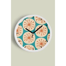 Soyut - Bohem - Geometrik Temalı Modern Duvar Saati - 30cm - Önü Camlı Beyaz Kasa - Sessiz Mekanizma-jh0359 Beyaz