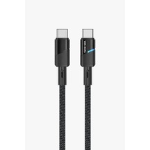 Ven-dens Vd-dcy05 60 W Pd Type-c To Type-c Hızlı Şarj Ve Veri Kablosu, 1 Metre, Naylon Örgü, Siyah