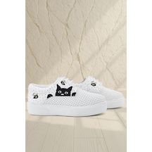 Rakerplus Tbons Özel Tasarım Hakiki Deri Beyaz Lastikli Çocuk Günlük Ayakkabı Beyaz