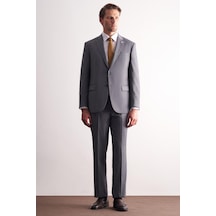 İmza Sütlü Kahverengi Mono Yaka Kendinden Desenli Esnek Bel 4 Drop Comfort Fit Takım Elbise 1001255169 Sütlü Kahverengi