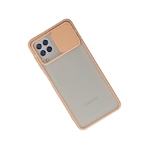 Samsung Galaxy  Uyumlu,  A22 Kılıf Palm Buzlu Kamera Sürgülü Silikon - Pembe