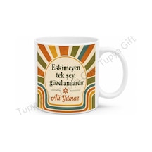 Retro Tasarım Baskılı Kupa Bardak Hediye Nostaljik Desen Porselen Mug Beyaz / Çok Renkli